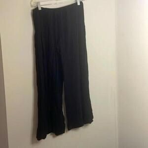 Coco Bianco Black Gauzy Beachy Boho Palazzo Gaucho Flared Pants laganlook